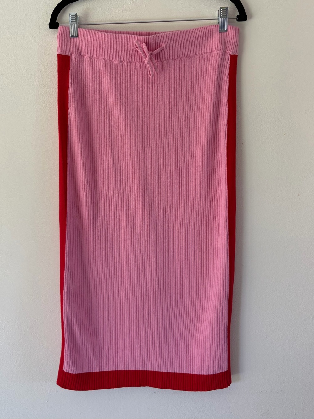 Alessandra Australia Lotti Cotton & Cashmere Pink Red Stripe Ribbed Midi Skirt